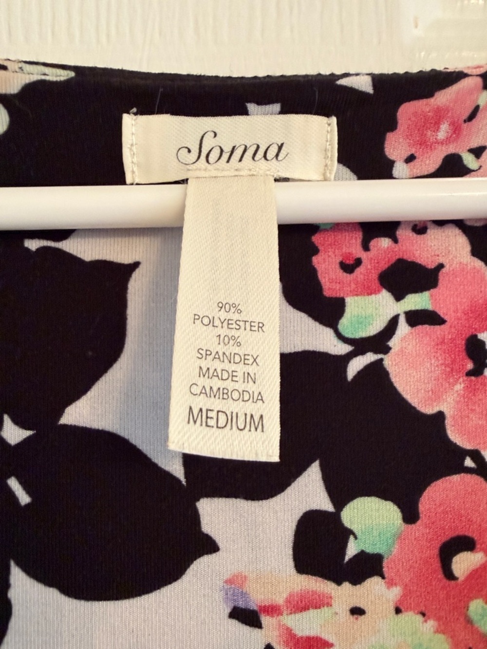 Soma Black Midi Dress with Pink Floral Print - Picture 2 of 3
